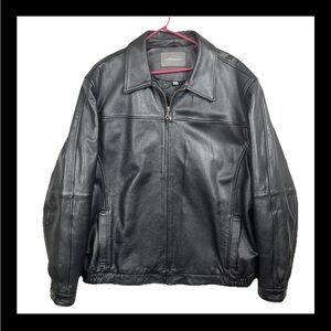 Croft & Barrow Leather Jacket Men’s XL Tall XLT Quilted Lined Black Full Zip